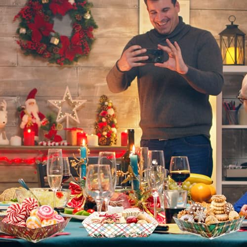WorldBazaar 24Pcs Christmas Serving Trays Christmas Large Paper Plates Trays for Cookies Nacho Snack Serving Bowl Holiday Winter BBQ Party Supplies – Image 8