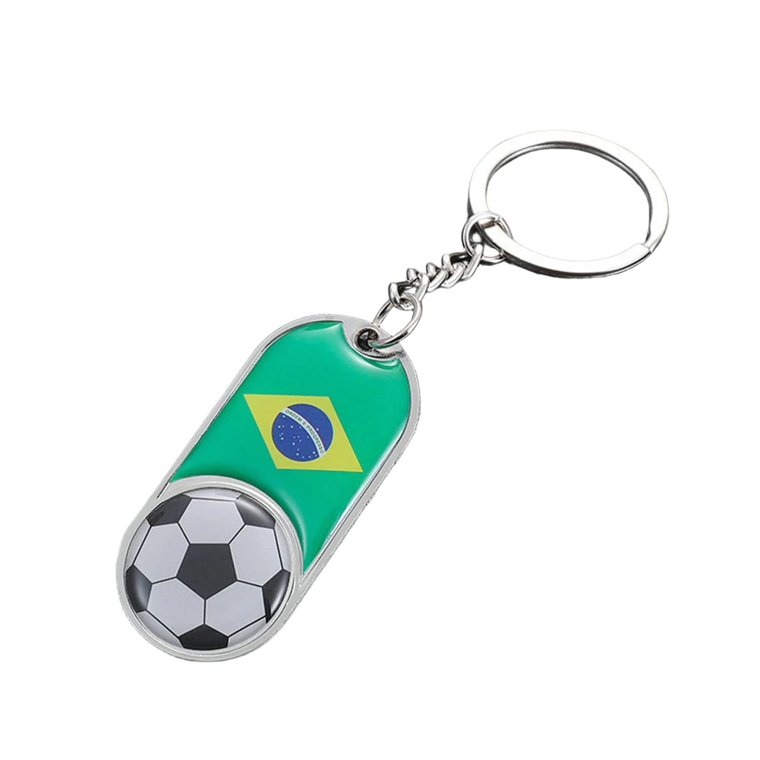 YAZVNTO Football Fan Keychain with Brazil National Flag Design Keyring, Portable Metal Key Chain for Soccer Supporters, International Tournament Fan Gift Souvenir Accessory,A Style-a