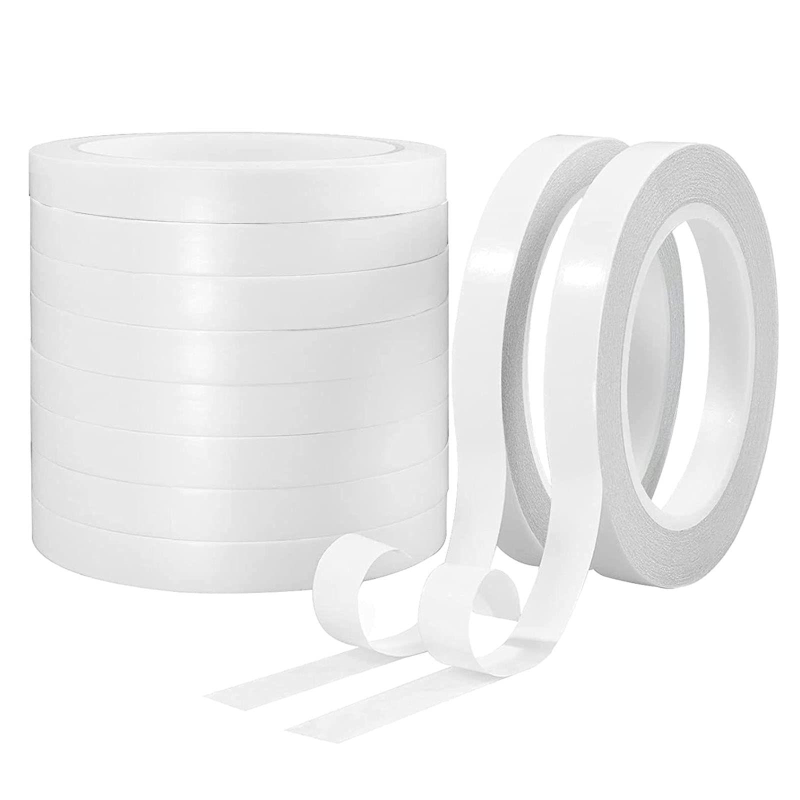 HOJKMA Double-Sided Adhesive Tape, Clear Double-Sided Adhesive Tape Removable for Arts, Crafts, Scrapbooking, Tear-by-Hand, Paper Backing, Cards, Boxes (10 Rolls) (Width:20mm Totally Length:80m)