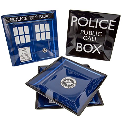 Doctor Who TARDIS Plate Set of 4 - Dishwasher and Oven Safe - Durable Melamine