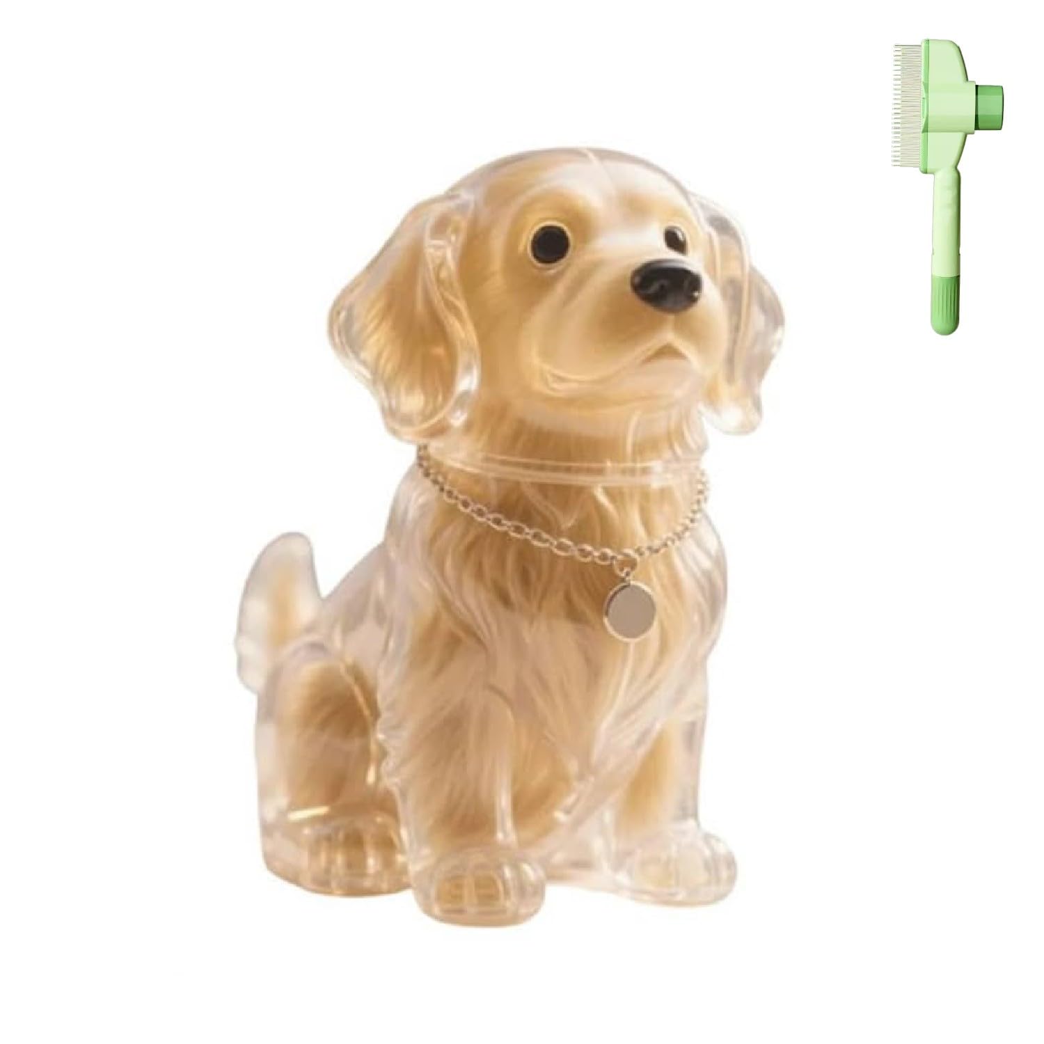 Dog Hair Collector Keychain Charm Memorial Storage Box, Transparent Fur Keepsake Capsule, Dog Hair Collector Charm with Keyring, Portable Pet Memorial Gift for Pet Lovers (Golden Retriever B)