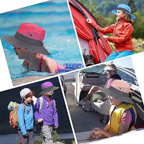 Century Star Kids Sun Hat Ponytail Girls Upf 50 Bucket Cap Summer Beach Fishing Kids Hat Wide Brim Adjustable Swim Hat Solid Pink 8-12T thumb #5