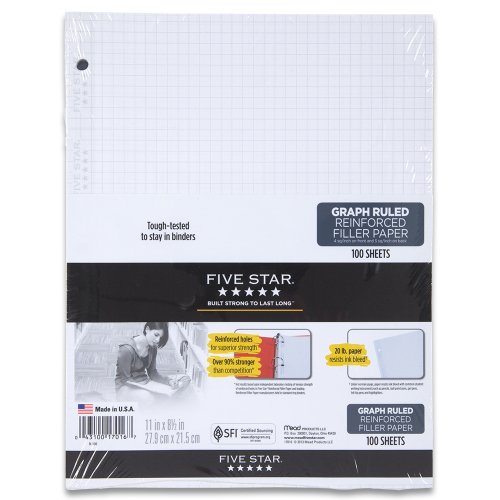 Five Star Filler Paper, Graph Ruled Paper, 100 Sheets/Pack, 11″...