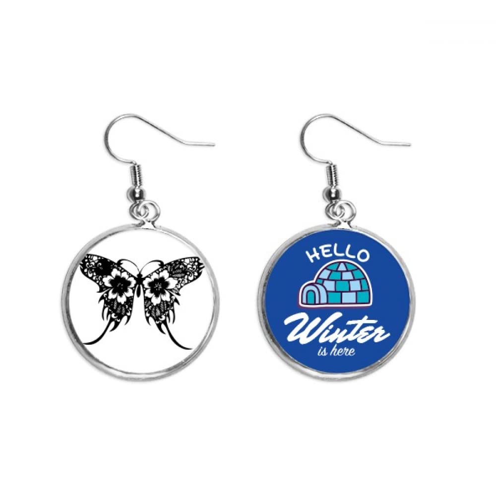 Pendientes de mariposa estilo chino con gota de cristal de invierno 5