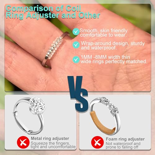 ring size adjuster for loose rings12 pack-6 sizes ring guards fitter resizerinvisible coil wrap ring tightener for women amp men spacers inserts make rings smaller without resizing clear