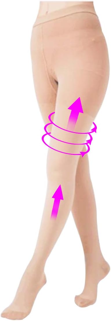 Compression Pantyhose for Women,20-30 mmHg Nurse Compression Stockings Closed Toe Graduated Support Hosiery for Varicose Veins, Edema (Beige, L)