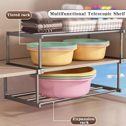 Étagère à chaussures télescopique réglable, étagère extensible à suspendre, organiseur de rangement superposé, économiseur d'espace dans le placard et la cuisine