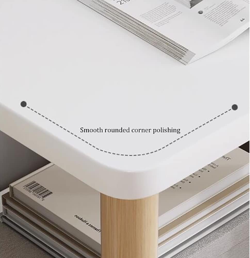 2-Tier End Table Square Side Table Coffee Table with Storage Shelf for Small Place Living Room and Reception (Color : Blue)