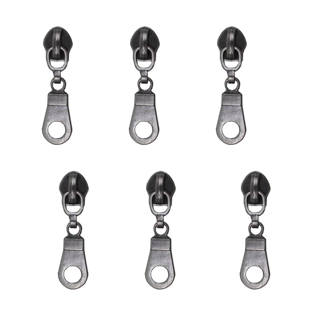 MebuZip 50PCS Gunmetal Pulls for #5 Nylon Coil Zippers Gunmetal Zipper Sliders for Luggages Purses Bags
