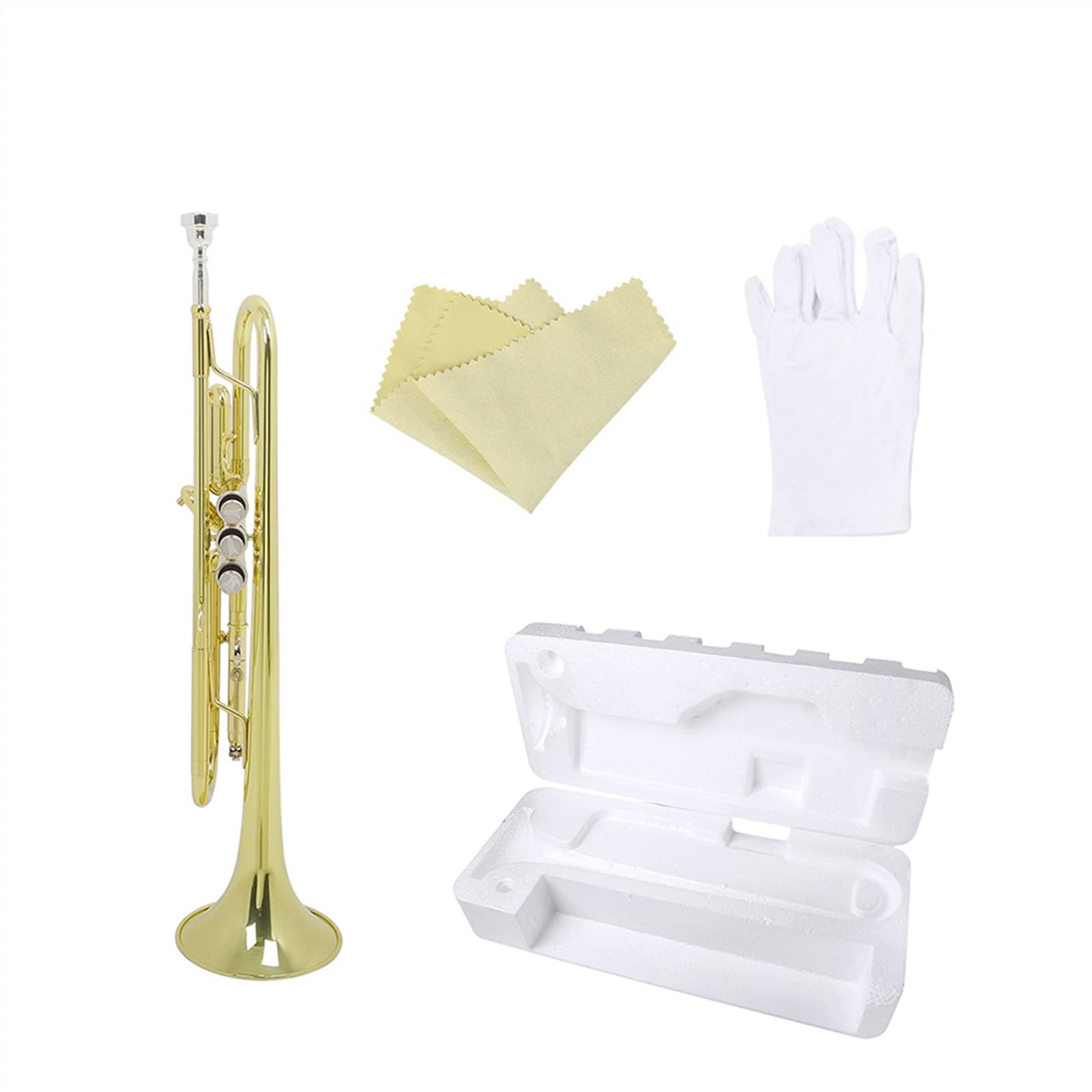 Trąbka Bb B Płaski Mosiężny Złoty Trwały Instrument Muzyczny Z Rękawiczkami Ustnikowymi Piankowy Futerał Instrument Trąbkowy Student Trąbka