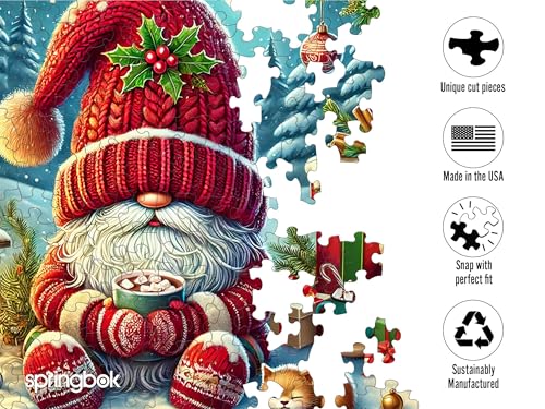 Rompecabezas Springbok Hot Cocoa Season de 500 piezas para adultos y familia con piezas únicas, hecho en USA con materiales ecológicos, incluye póster, tema gnomo navideño miniatura 3
