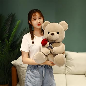 Cute Plush Rose Bear Stuffed Animal Teddy Bear Plush Toy Gift for Children and Girls Light Brown, 45cm/17.7in