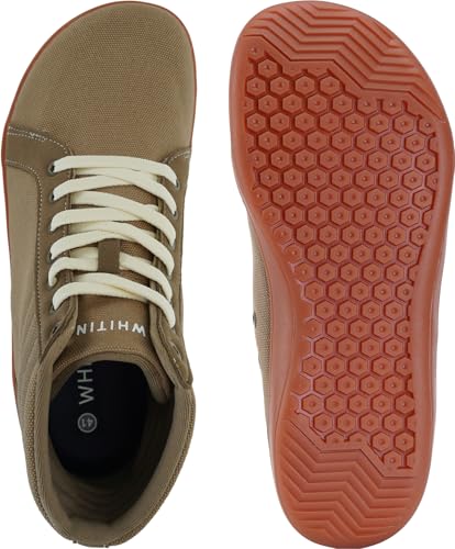 Image of WHITIN Men's Wide Hi-top Minimalist Barefoot Sneakers | Zero Drop Sole | Cushioned Ankle Support
