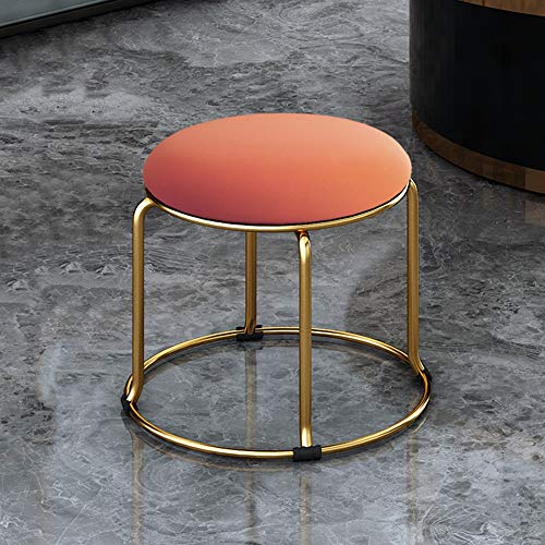 Tabouret pouf et repose-pieds velours orange 29x29x33cm pour table basse - 4