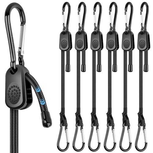 Verstellbar Spanngummi mit Karabiner Haken 6 Stück Expander mit Karabiner Überlegen Gummispanner Gepäckspanner für Sonnensegel Gartengeräte Ladung - Frei Verstellbare Länge bis zu 30 cm
