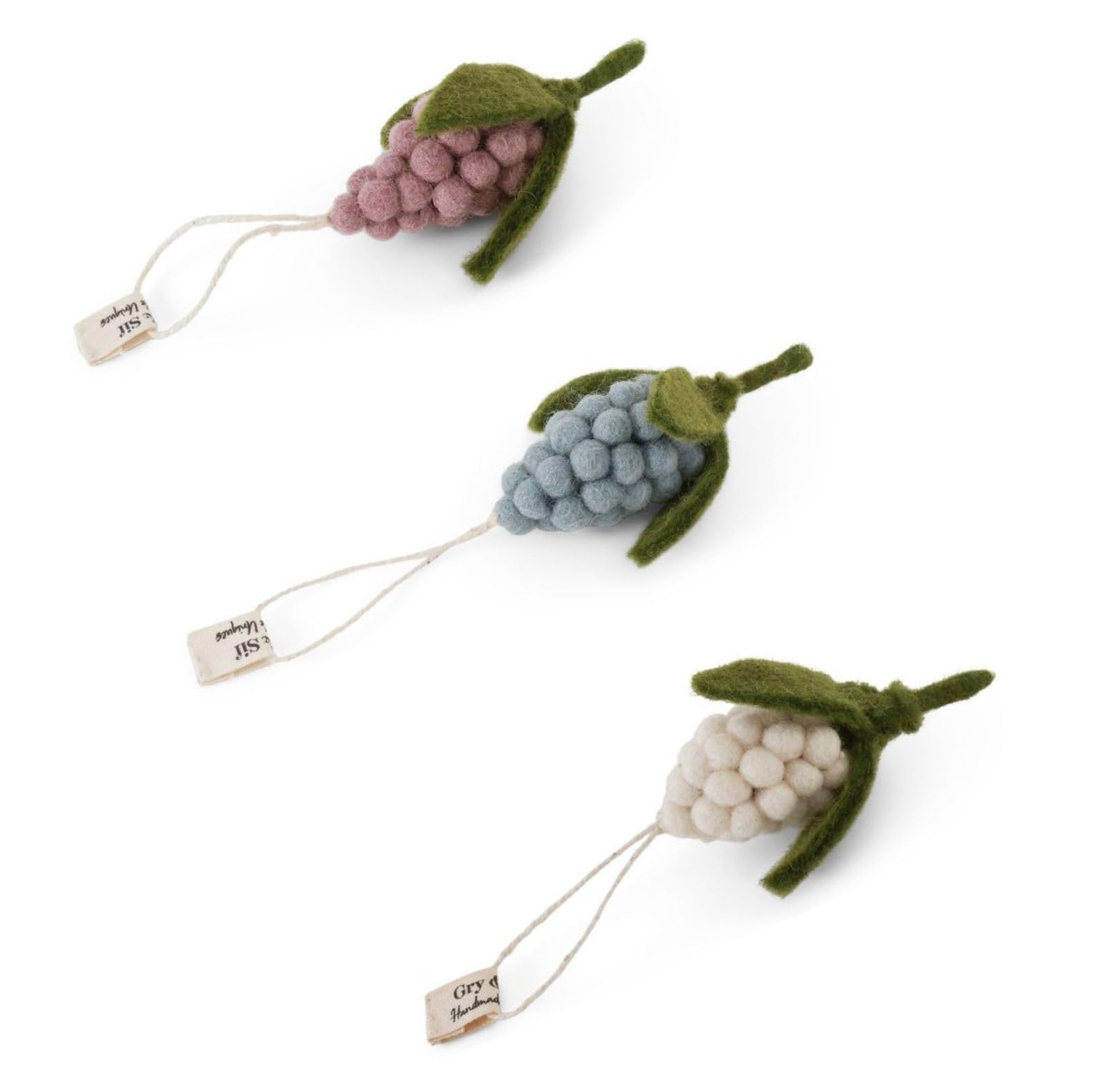 Fatto a mano e certificato equo e solidale | Gry & Sif | Elegante design danese x artigiani nepalesi | ornamento giacinto di perle – bianco, lavanda e azzurro – Set da 3 pezzi | decorazione pasquale