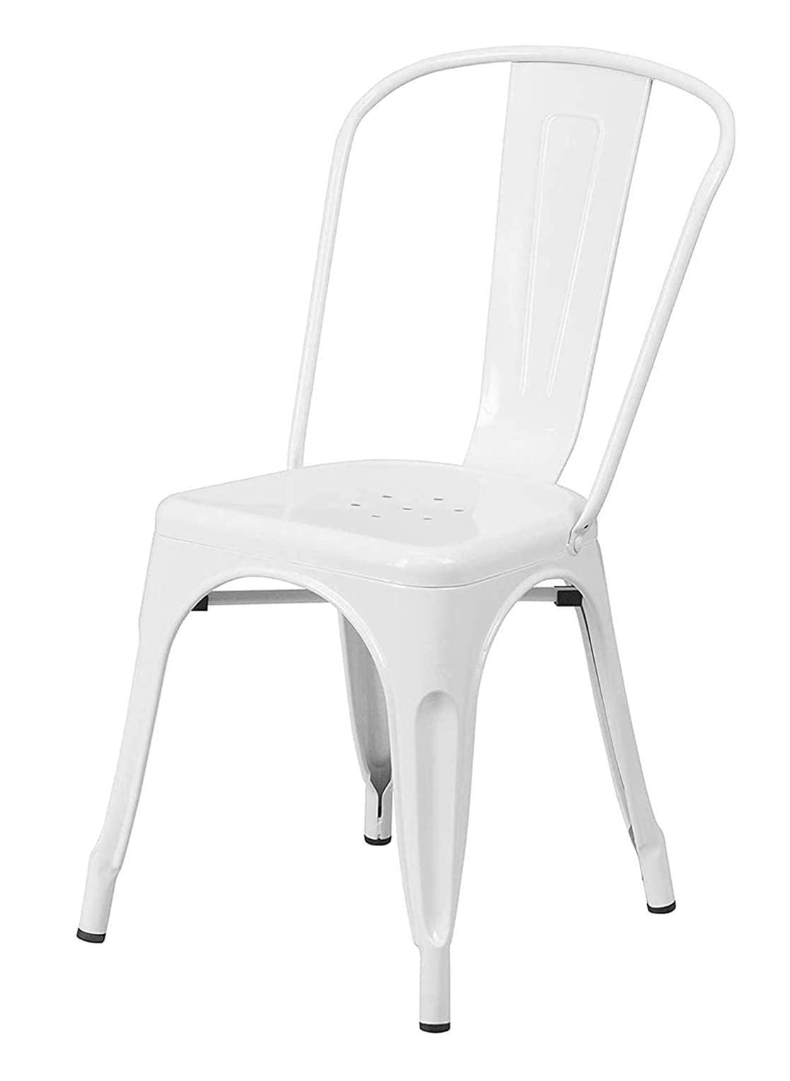 Angela - Stackable Metal Dining Chair for Home Restaurant Cafe Chair with Strong Industrial Metal Indoor and Outdoor Chair (White)