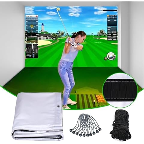 Wiseek Golf Impact Screen,Thicker Golf Simulator Impact Screen with Probe and Snap Hooks,Easy to Install Golf Simulator Screen for Golf Training Indoor/Outdoor with Grommet Holes,7 Sizes Cover