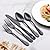 Seeshine Black Silverware Set for 6, 30-Piece Stainless Steel Flatware Set, Shiny Black Metal Cutlery Set, Include Fork, Knife and Spoon Set, Dishwasher Safe