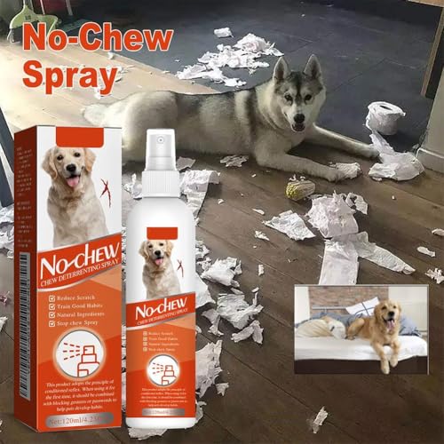 MUMQAQ No Chew Spray für Hunde, Bitter Apple Spray für Hunde, Natur Bitter Apfel Spray für Hunde gegen Kauen, Effektives Anti Kauspray für Hunde, Verhindern Sie Lecken Kauen Möbel