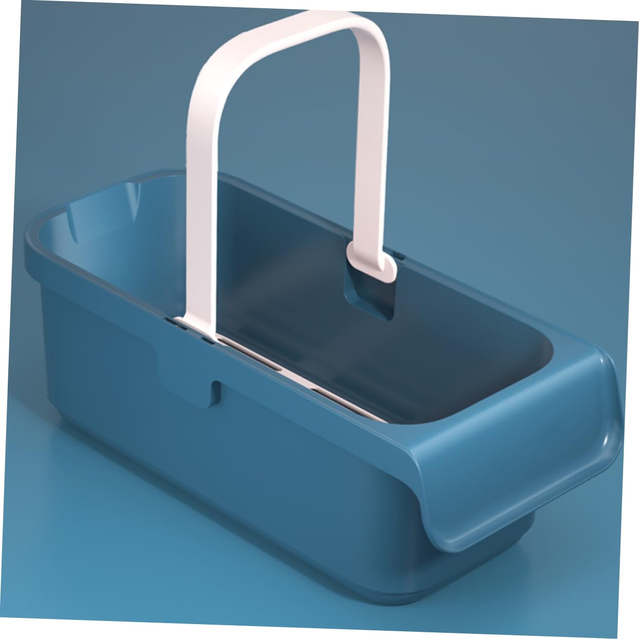 Cubo de Fregona Rectangular de Plástico Azul, Gran Capacidad y Asa
