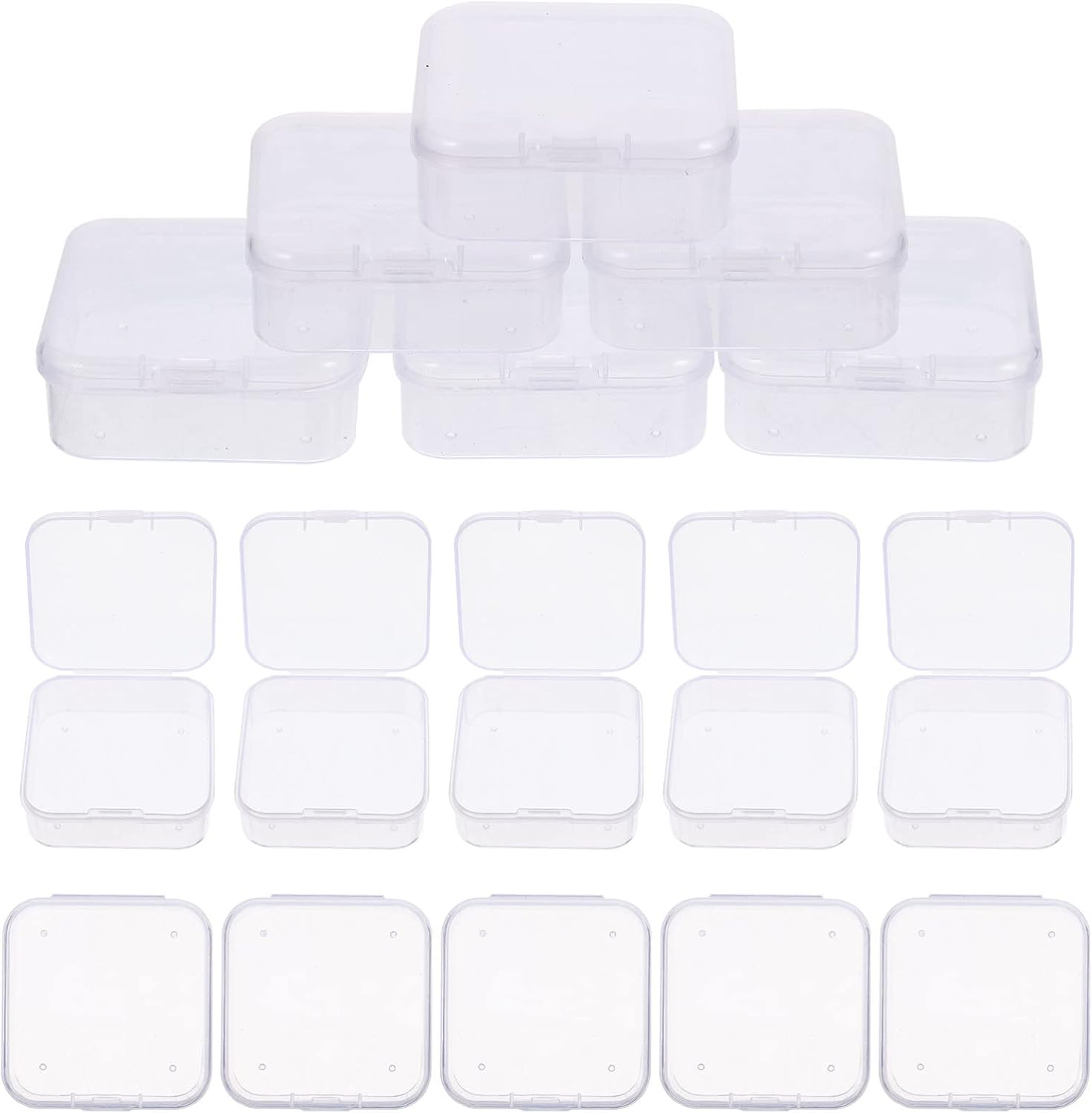 EXCEART 30pcs Transparent Organizer Box Hinged Lid Storage Containers for Jewelry Beads Earplugs Crafts and Small Accessories Compact and Versatile Storage