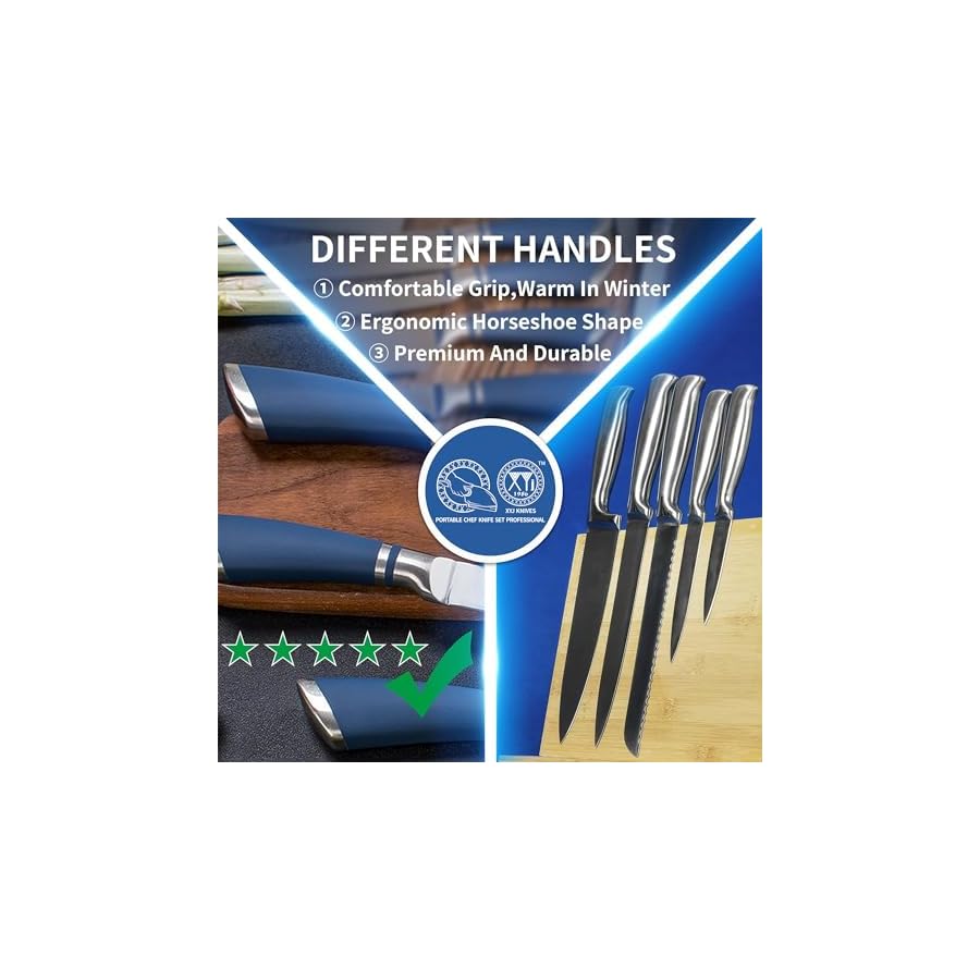 XYJ Knives,Professional Knife Sets for Master Chefs,11-pcs Chef Knife Set with Bag,Meat Cleaver Butcher for Camping