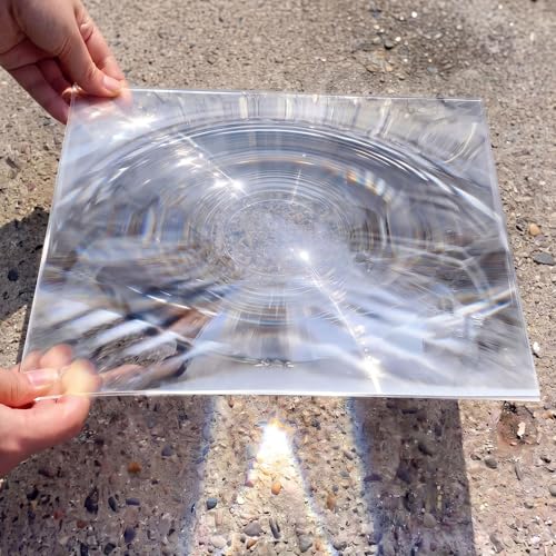 Saysurey Large Fresnel Lens 300 x 300mm Acrylic Lens Focal Length 300mm Magnifiying Sheet Fire Starter for Solar Death Ray Solar Heating Oven Physics Experiment