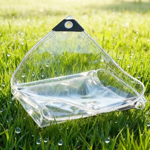 Lona resistente a la lluvia transparente con ojales para cuidar muebles de jardín 2
