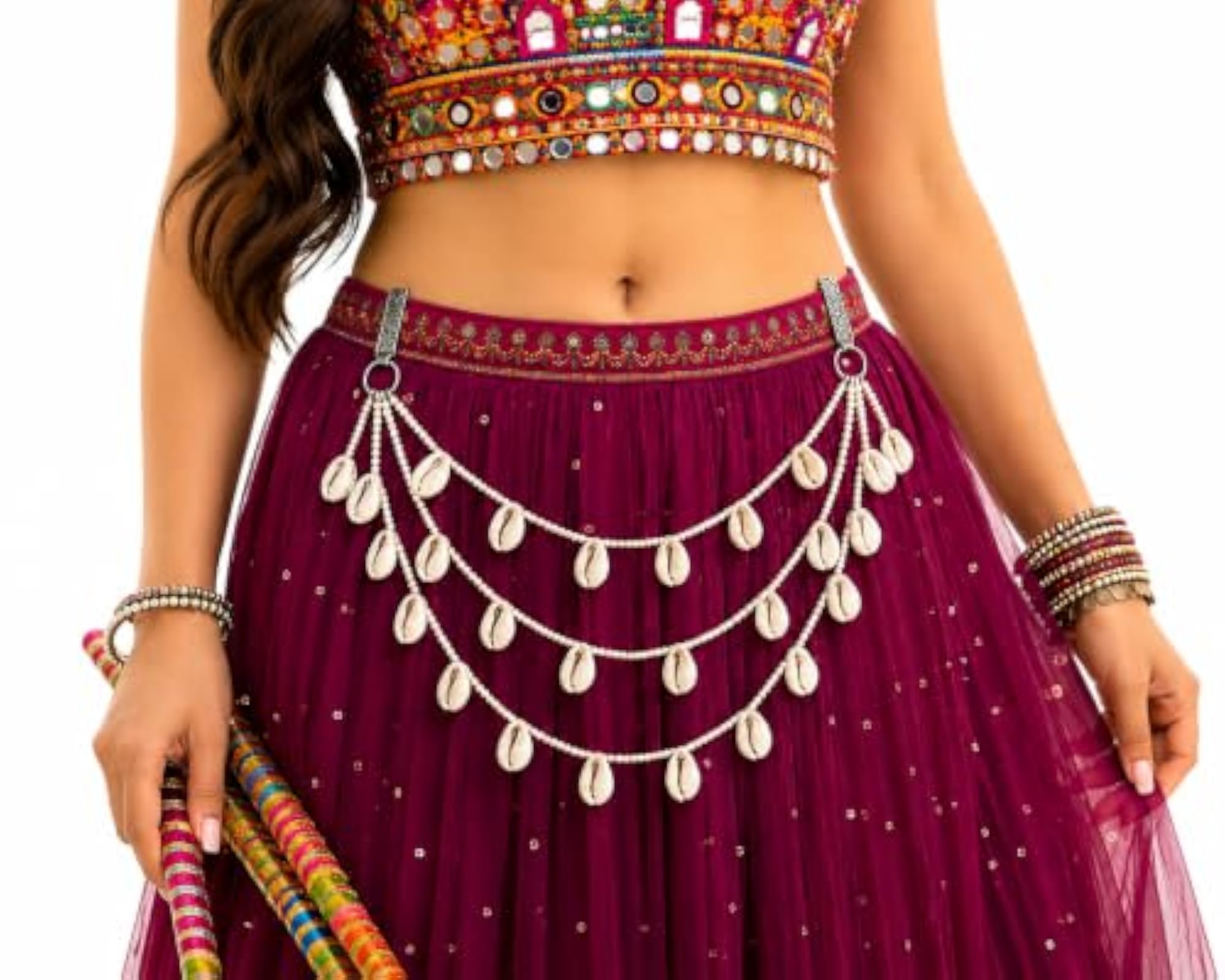 Cowrie Shell Pearl Layered Kamarbandh for Women