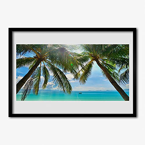 Paysage de mer de palmier affiche encadrée 100x70 cm pour habiller grand mur
