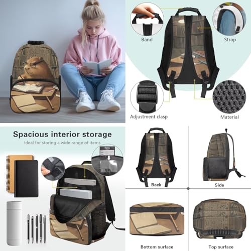 Capybara Books Kids Backpack for School, Lightweight Elementary School Bookbags with Lunch Box and Pencil Case, 3 Pcs School Bag Set Travel Backpacks Rucksack3