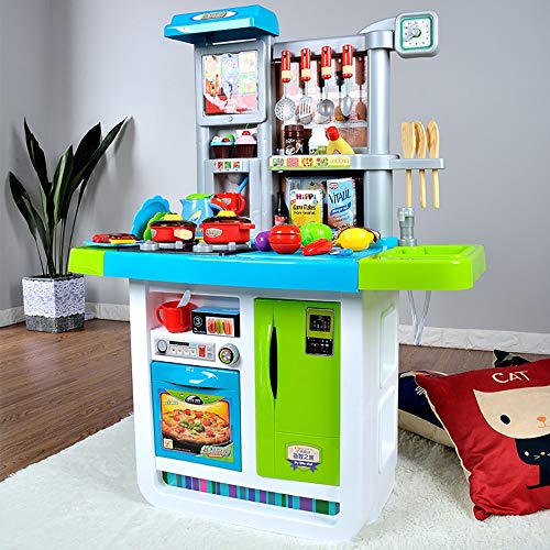Kitchen Play Set Kids Play Kitchen Set Refrigerator With Oven Multi-function Touch Screen Educational Children Pretend Kitchen Toy For Nursery And Kindergarten (Color : Green, Size : 96x72x32cm)