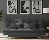 AMATA Eagle Solid Wood 3 Seater Sofa Cum Bed Grey Suede Velvet with Two Cushions Perfect for Home Living Office Room and Guests (Grey, Medium)(3 yrs Warranty)