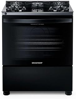 Fogão 5 bocas de piso brastemp mesa de vidro bivolt preto bfs5vce