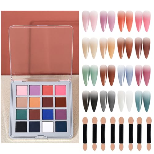 Gradient nail powder,Solid nail powder,Nail Pigment Palette,Vibrant Nail Pigment Powder Set 16 Ombre Colors for Stunning Nail Art DIY Glitter Accessories Included