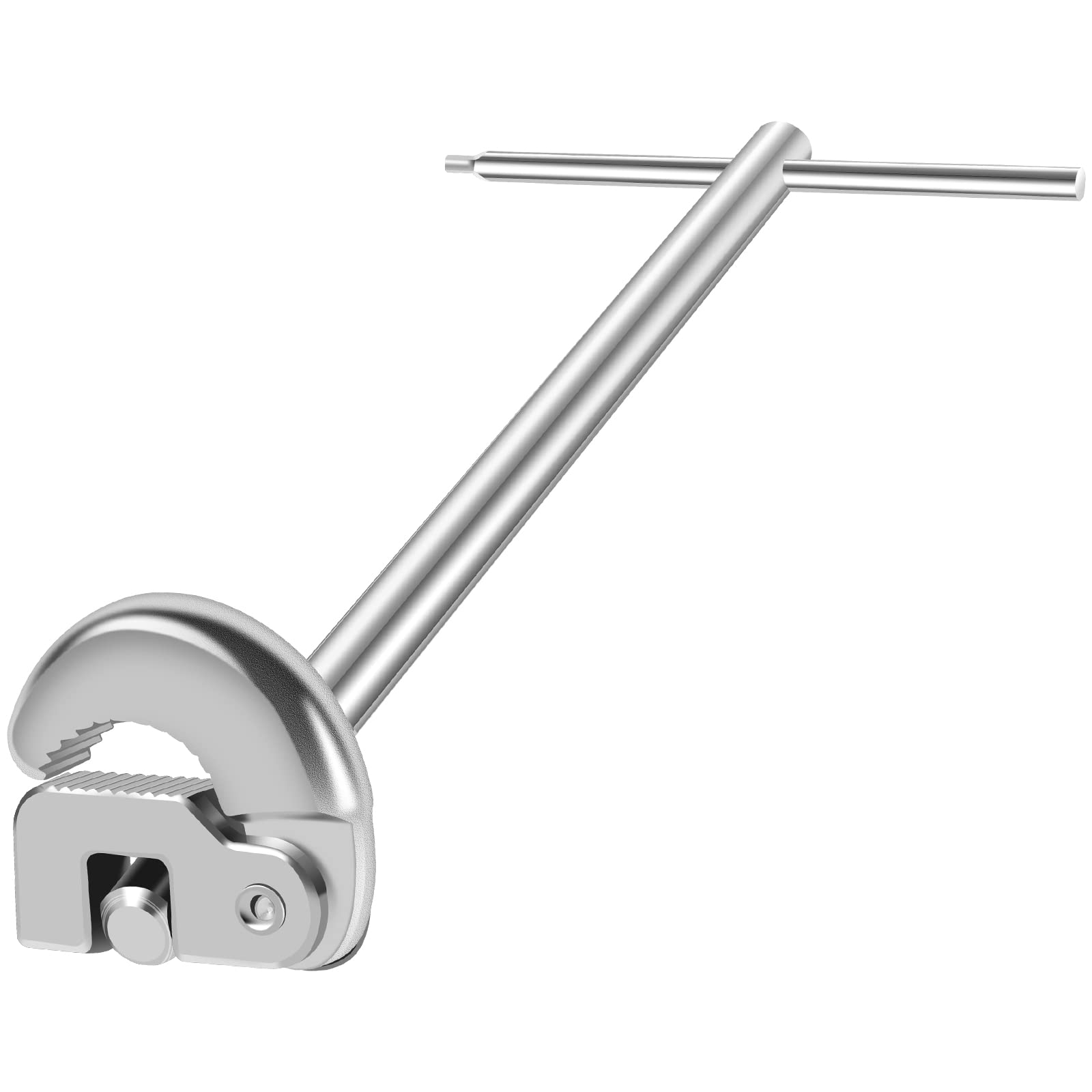 Clé de lavabo rotative à 180 degrés réglable en acier au carbone robuste pour robinet de robinet, outil de réparation universel pour évier, salle de bain, cuisine (argenté)