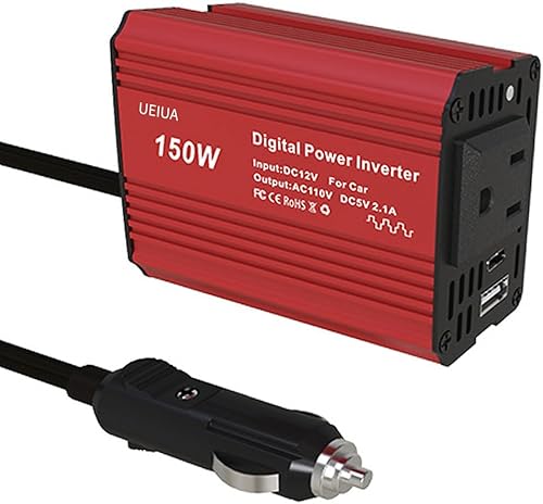 Inversor de corriente para automóvil de 150 W, cargador súper rápido DC12V a AC110V, convertidor de enchufe con carga rápida de 18 W, tipo C de 20