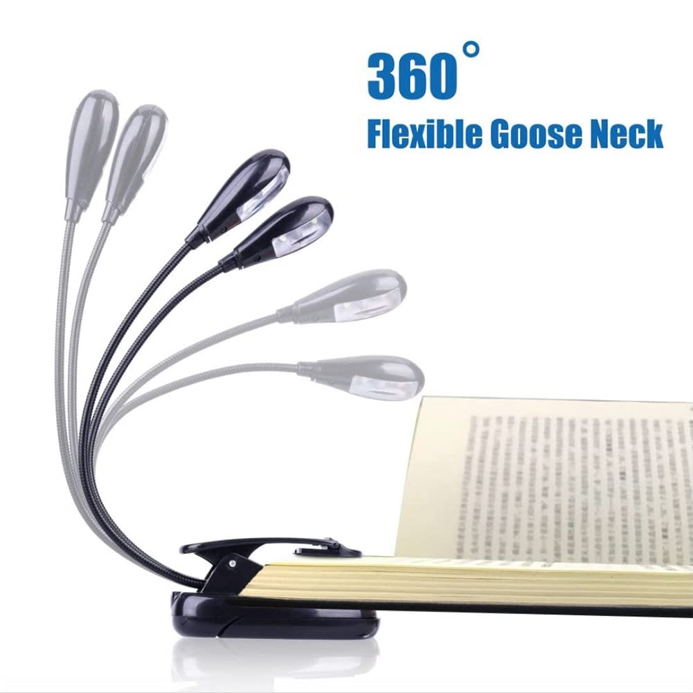 AYQEBNC 2Pcs Music Stand Light Clip on LED Book Lights Dual Arm Reading Lights for Books in Bed 360 Degree Adjustable Clip Black 500294549