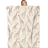 MIEPOS Cute Giraffe Print Throw Blanket,50x60in,Soft,Lightweight Flannel,Retro Cartoon Blankets - Gifts for Kids & Animal Lovers,for Couch Office Travel,Home Living Room Decor