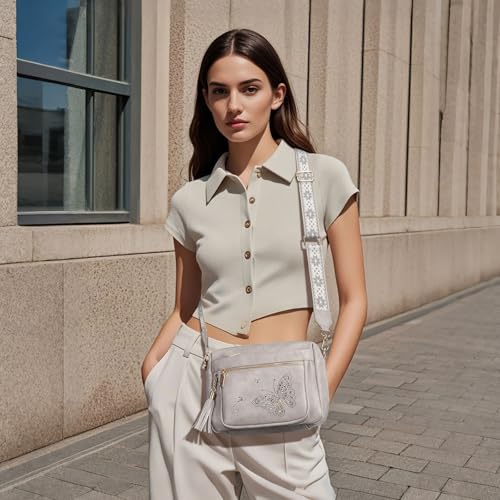 Image of KITEVIUN Crossbody Bags for Women Trendy Leather Crossbody Purse Shoulder Handbags Butterfly Design
