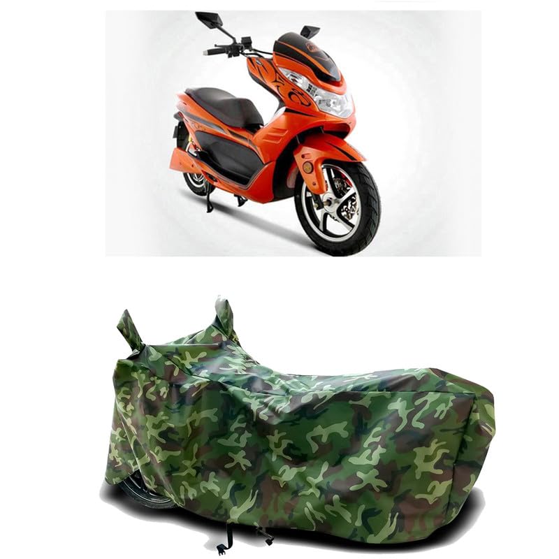Image of DUFFEL-100% Heat Protection Two Wheeler Bike /Scooty Body Cover for Okinawa Cruiser BS6 Water Resistance /UV-Rays /Birds Dropping /Scratchproof /Dust Proof /Waterproof[Green Jungle Print]