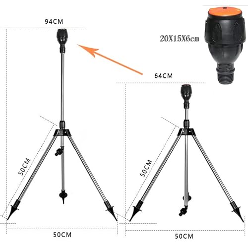 Rotating Tripod Sprinkler - Tripod Automatic Rotating Sprinkler, Stainless Steel Rotary Irrigation Tripod Telescopic Support Sprinkler, 360 Degree Rotating Tripod Sprinkler #TOP5