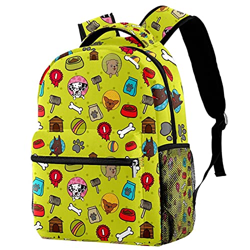 Sac à dos d'école pour garçons et filles avec motif chiots - Multicolore