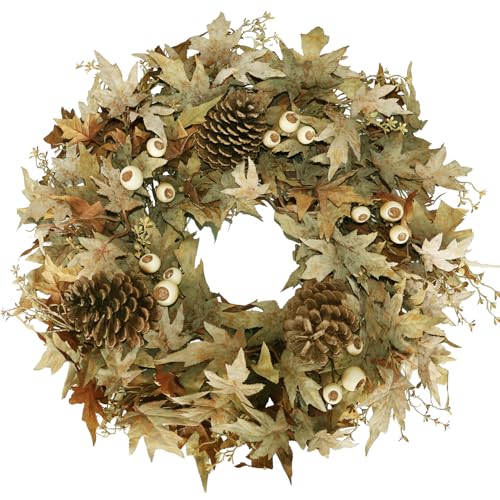BINFEN 24' Natural Looking Fall Winter Door Wreath Outside, Green and...