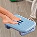 QLoztyse Office Desk Footrest Ergonomic Foot Rest Under Desk Massage Rollers Foot Stool Leg Support Non Slip PP Material Suitable for Office Home Travel, Light Blue