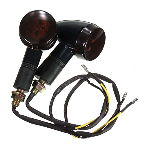 Indicador de señal de giro de calavera 12V con luz ámbar de alta visibilidad para moto negra 4