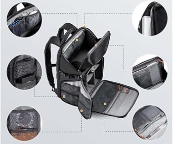 K&F Concept Eva Su Geçirmez Sırt Çantası, Siyah, Su Geçirmez PU Deri ve Yüksek Yoğunluklu Kumaş, 10 Saklama Cepli, 45x30x22 cm, Profesyonel Fotoğrafçılar için