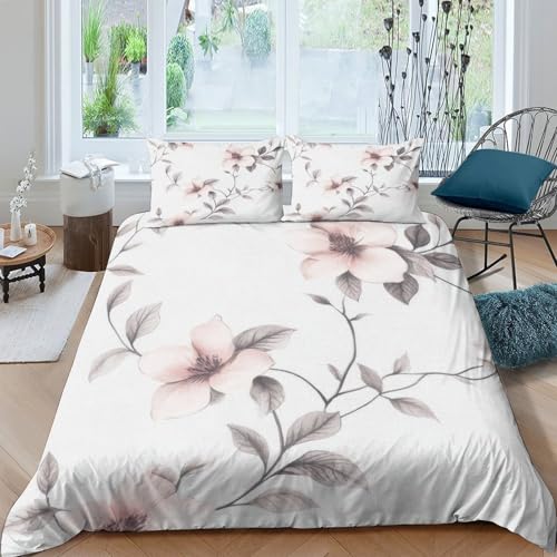Housse de couette fleurs 3D microfibre parure de lit 135x200cm