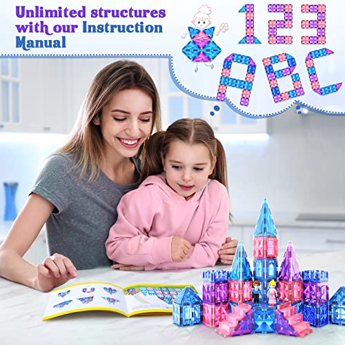 Soyee Diamond Magnetic Tiles 160Pcs, Magnetic Building Blocks Princess Pretend Play Toys For Kids, Learning Toys For 3+ Year Old Girls & Boys, 3 4 5 6 7 8 Year Old Girl Birthday Gifts #TOP5